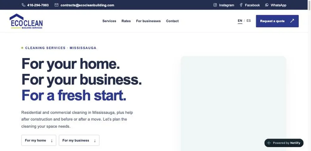 The EcoClean website as it looks today